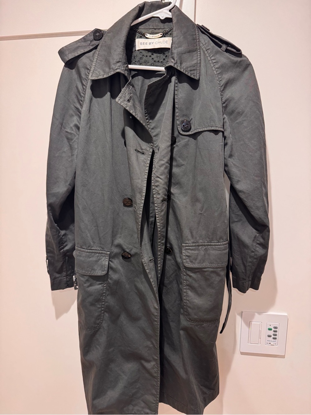 Gray Double-Breasted Trench Coat